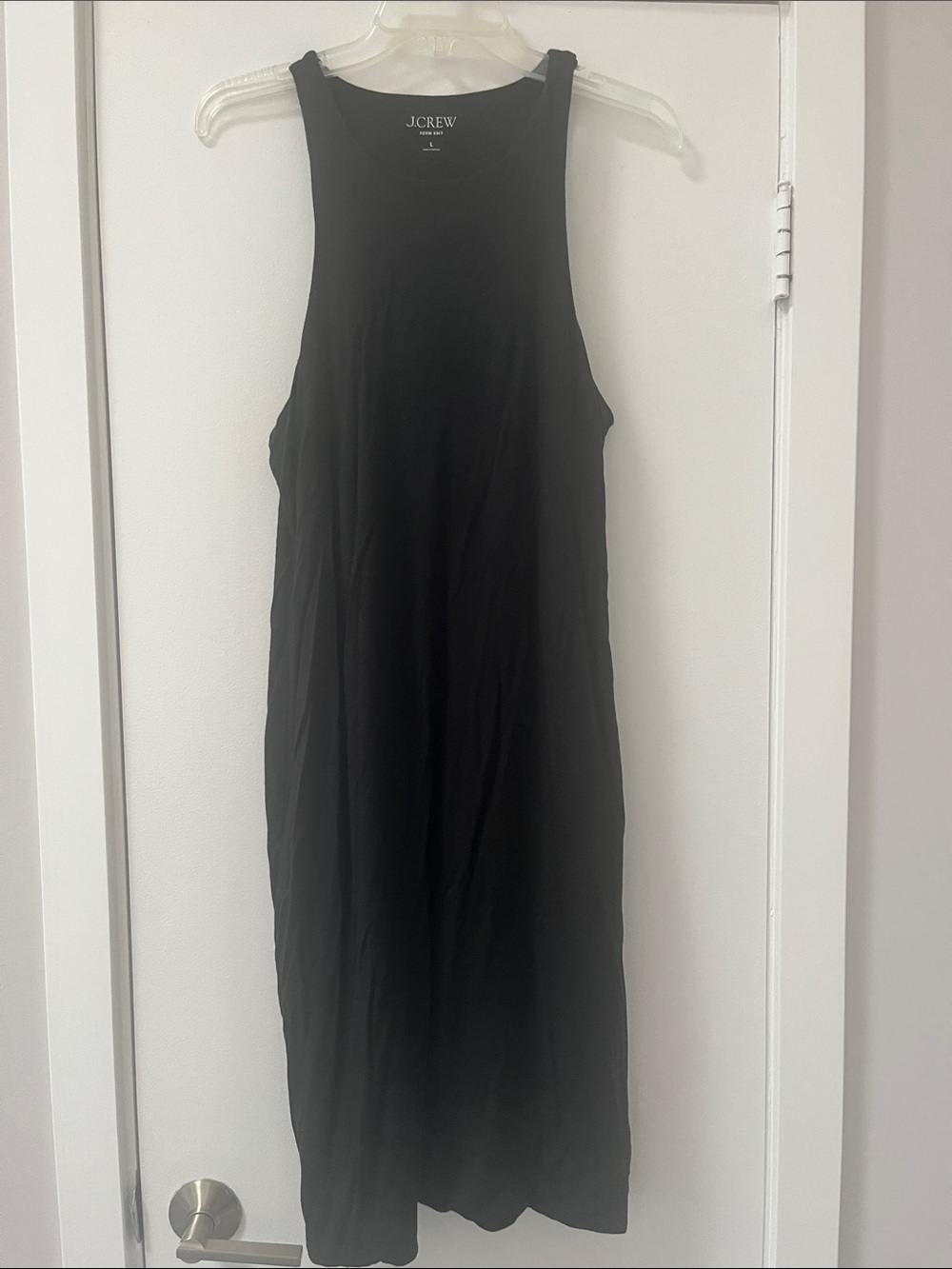 J. Crew Black Form Knit Racerback Tank Midi Dress | Pre-Owned | 90s Minimalism
